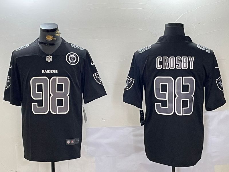 Men Oakland Raiders #98 Crosby Black Fashion Nike 2024 Limited NFL Jersey style 3